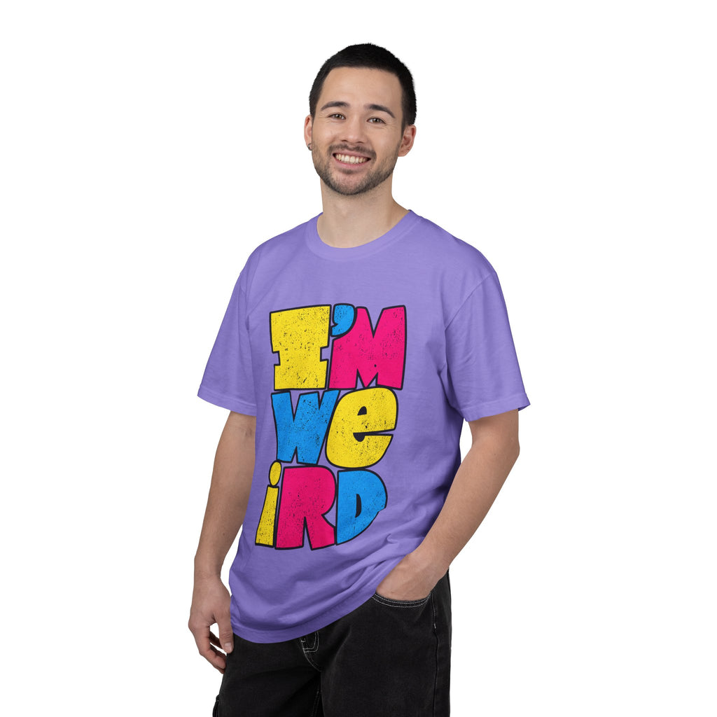 "I'M WEIRD" Colorblock Graphic T-Shirt — Retro Pop Statement Tee