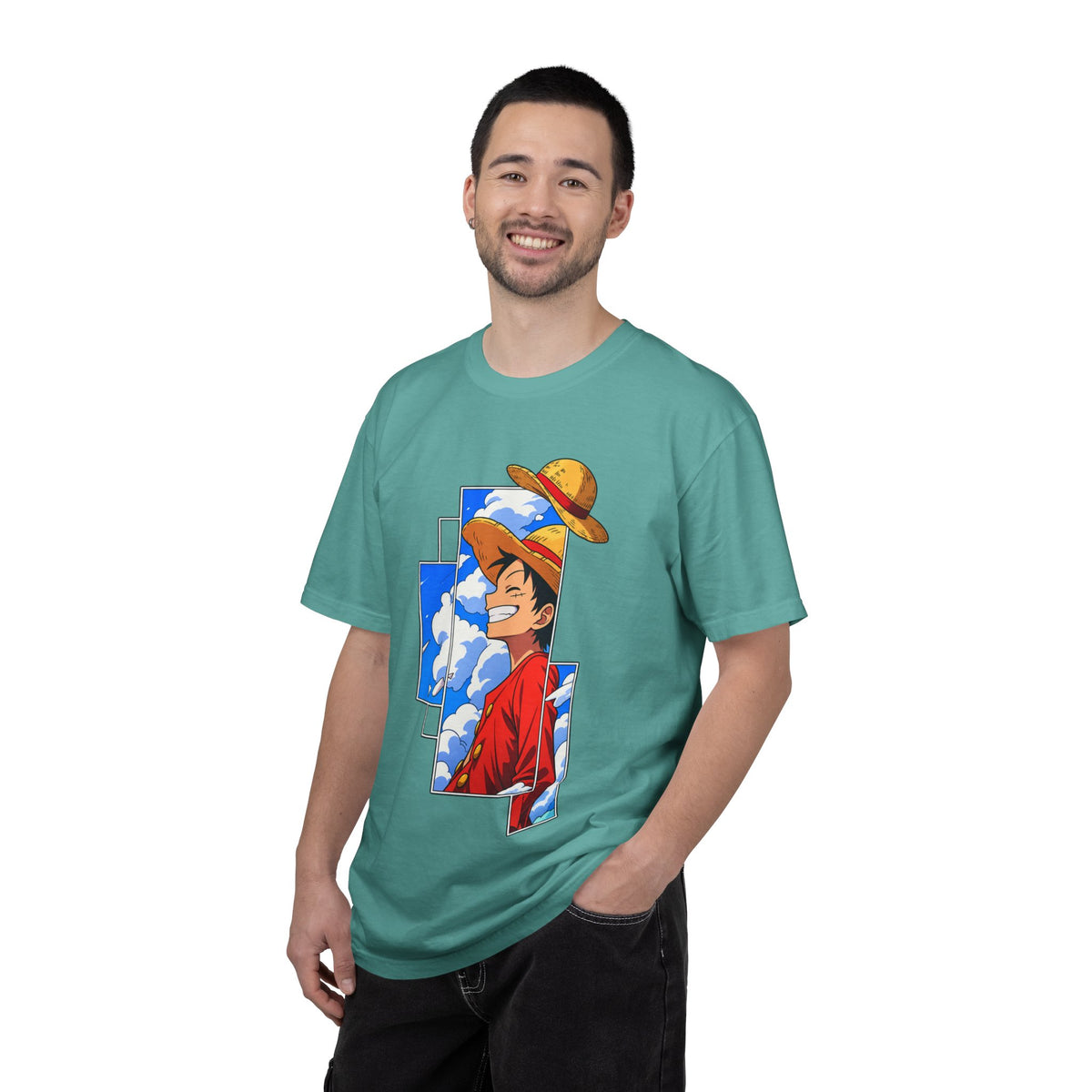 Anime Straw Hat Crew T-Shirt — Luffy Smiling Sky Graphic Tee