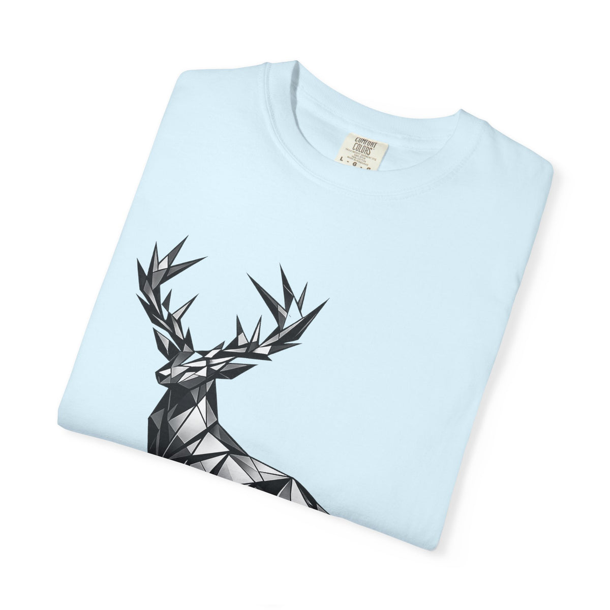 Geometric Stag T-Shirt — Black Polygon Deer Graphic Tee