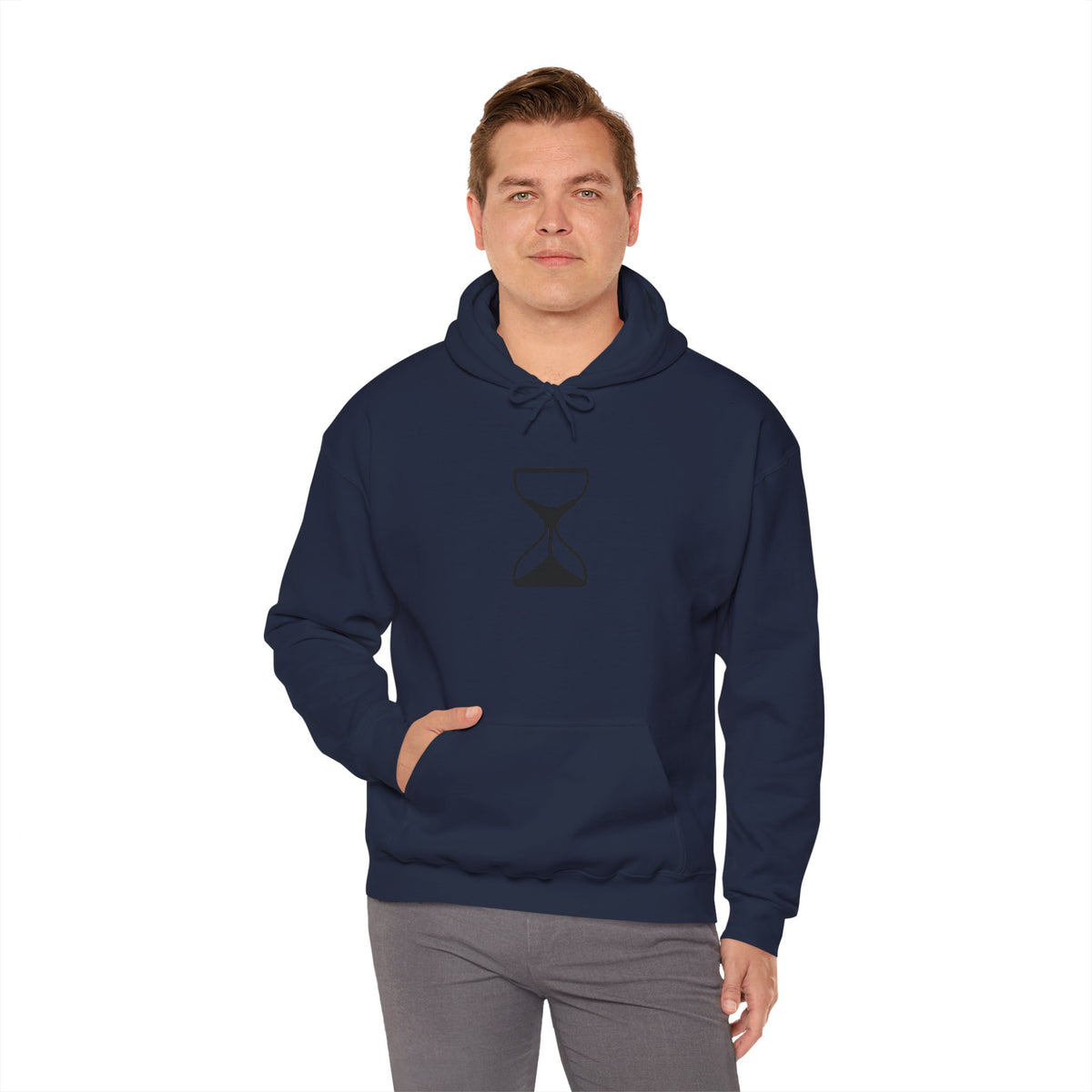Hourglass Minimalist Hoodie — Simple Time Symbol Pullover