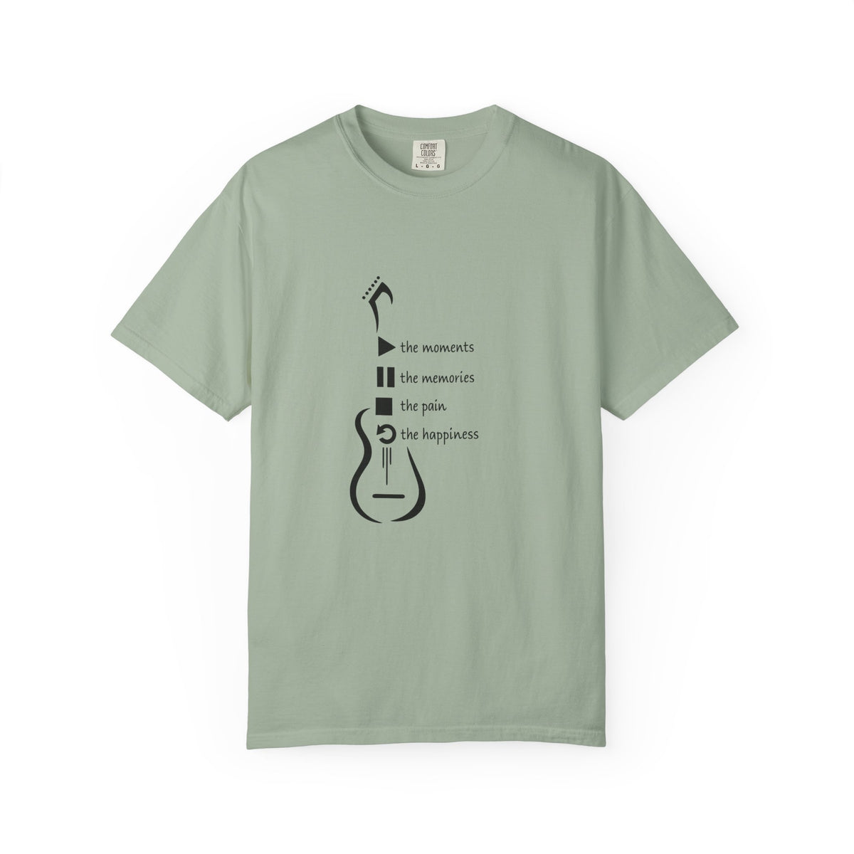 Guitar Silhouette Tee — "Our Moments, Our Memories, Our Music, Our Happiness"