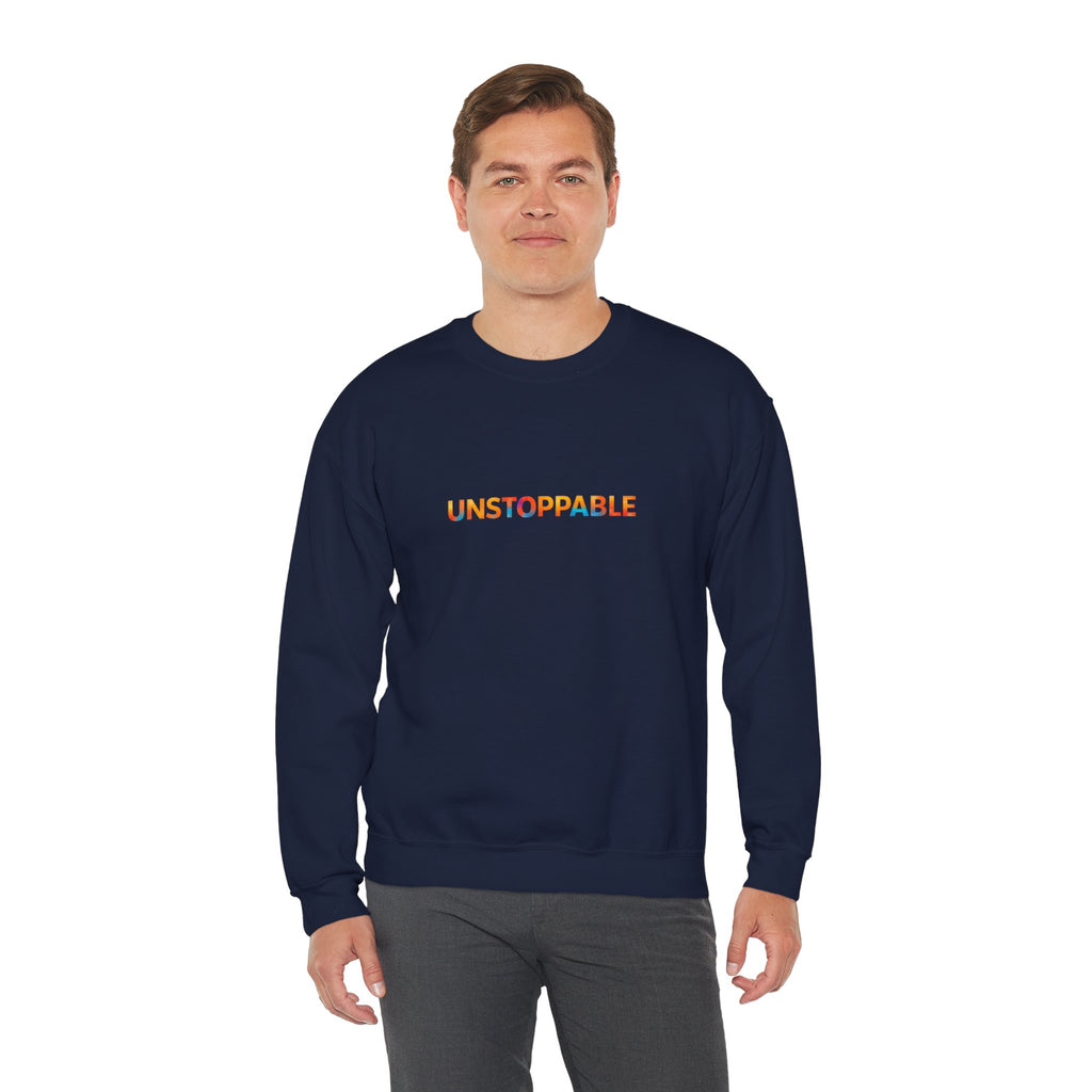Unstoppable Crewneck Sweatshirt — Inspirational Rainbow Text Pullover