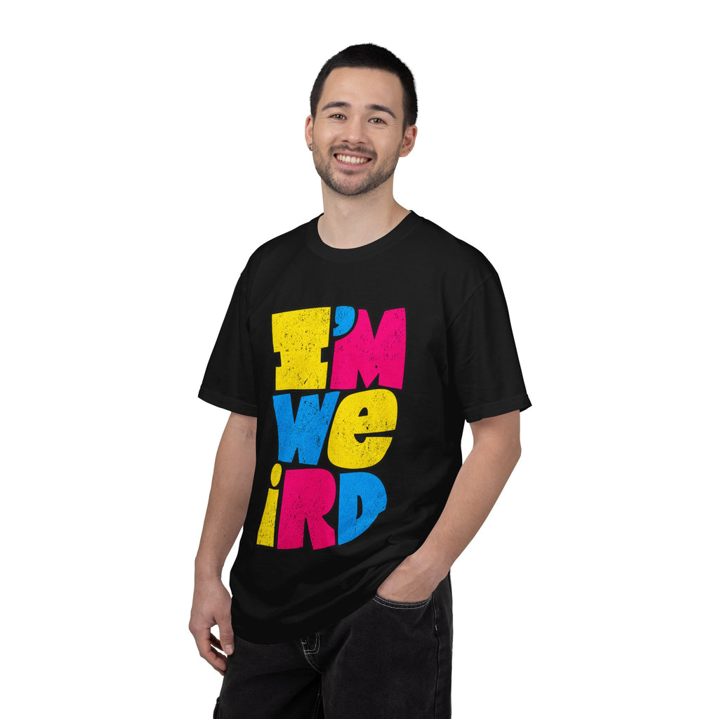 "I'M WEIRD" Colorblock Graphic T-Shirt — Retro Pop Statement Tee