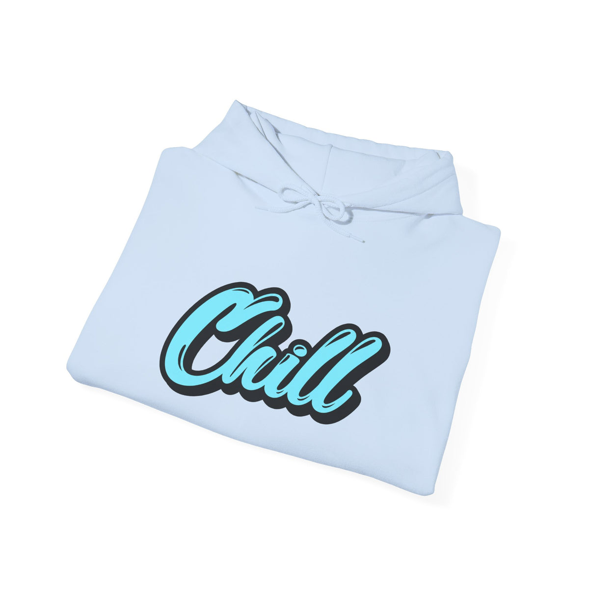 Chill Script Hoodie — Retro Blue Chill Graphic Pullover
