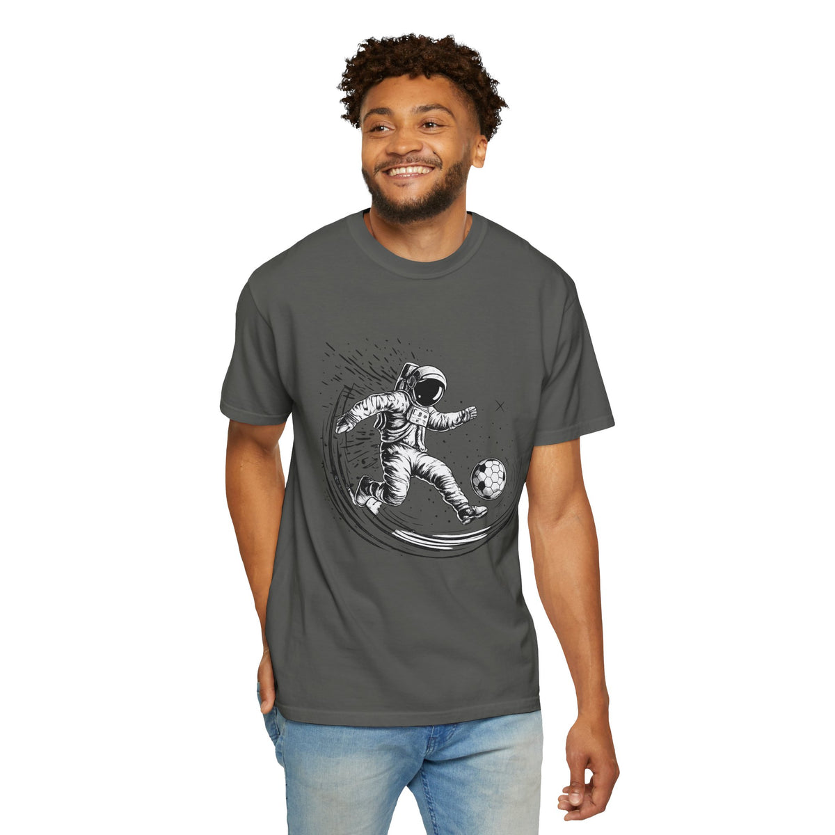Astronaut Soccer T-Shirt — Space Football Graphic Tee