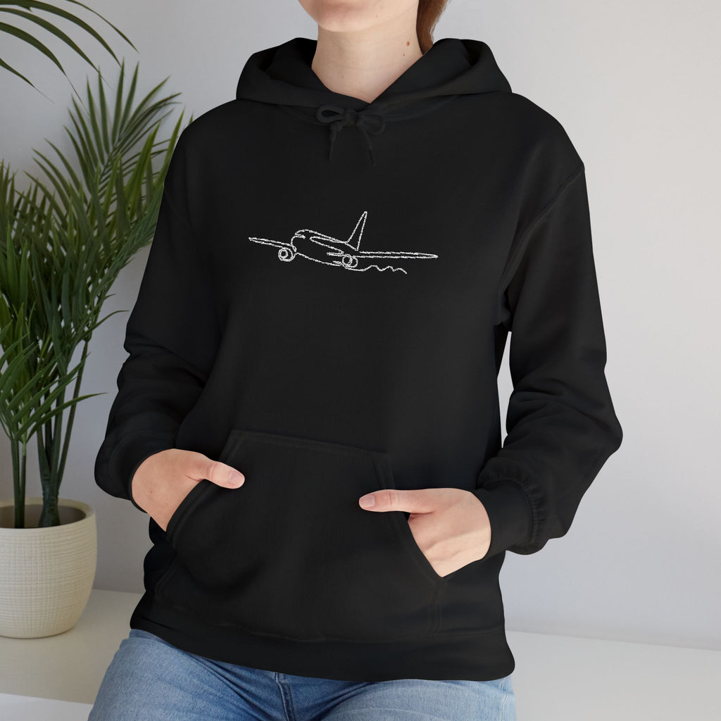 Airplane Silhouette Embroidered Hoodie — Minimal Flight Crew & Aviation Gift