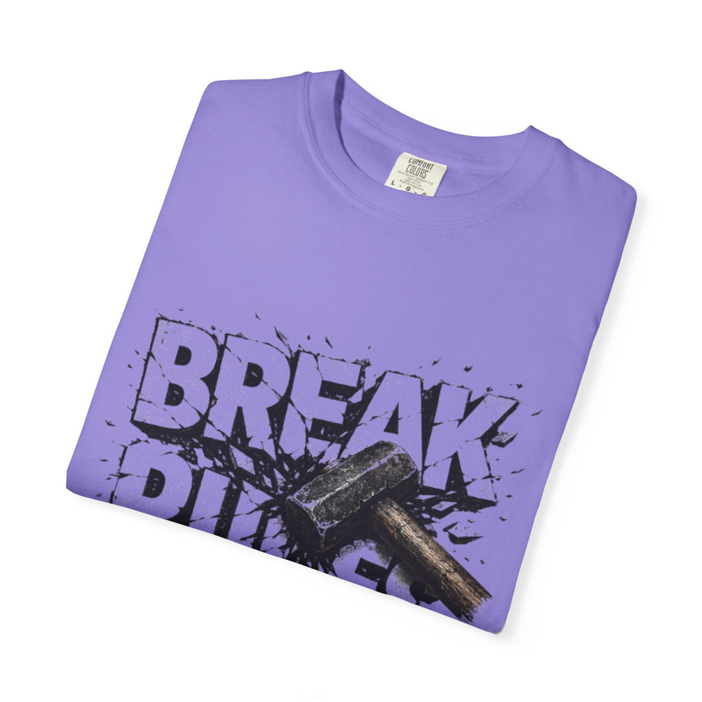 Break Rules T-Shirt — Graphic 'Break Rules' Design with Hammer