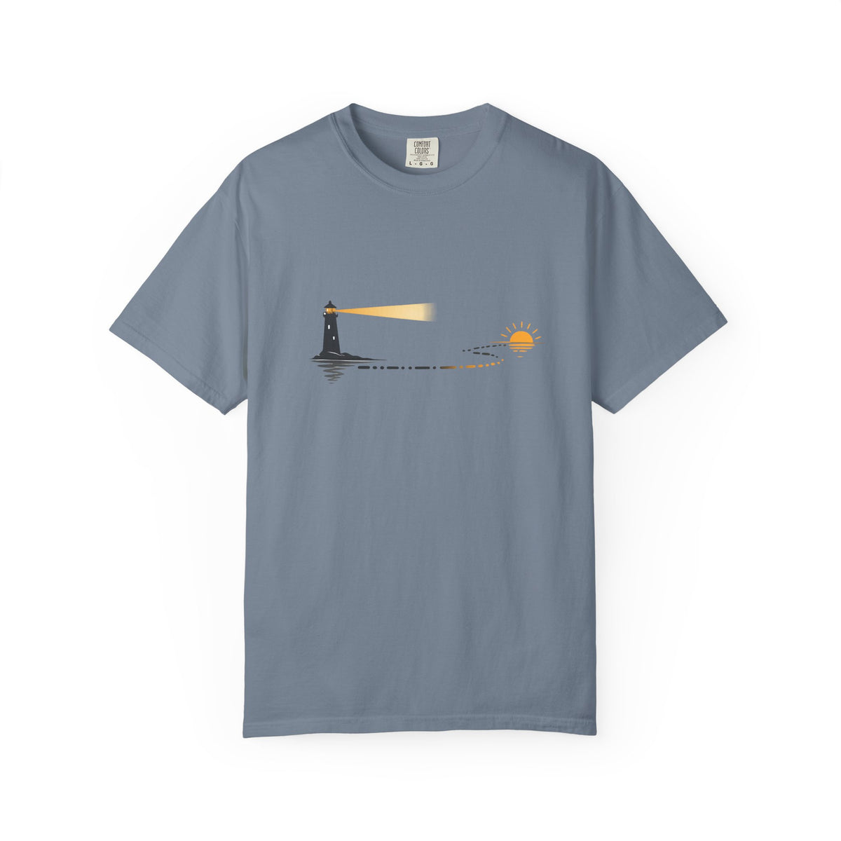 Lighthouse Sunset T-Shirt — Nautical Coastal Tee with Beacon Graphic