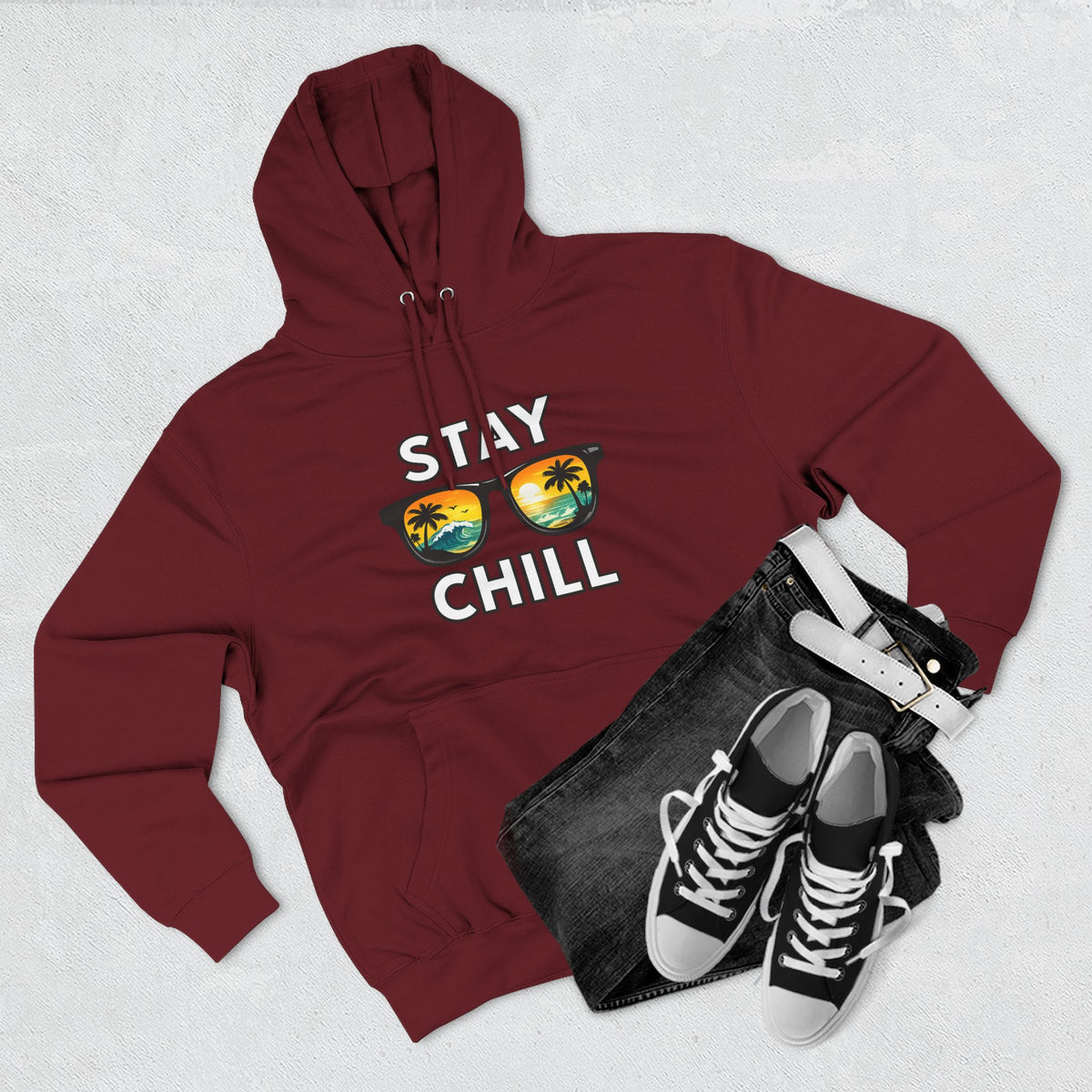 Stay Chill Sunglasses Hoodie — Casual Beach Vibe Pullover