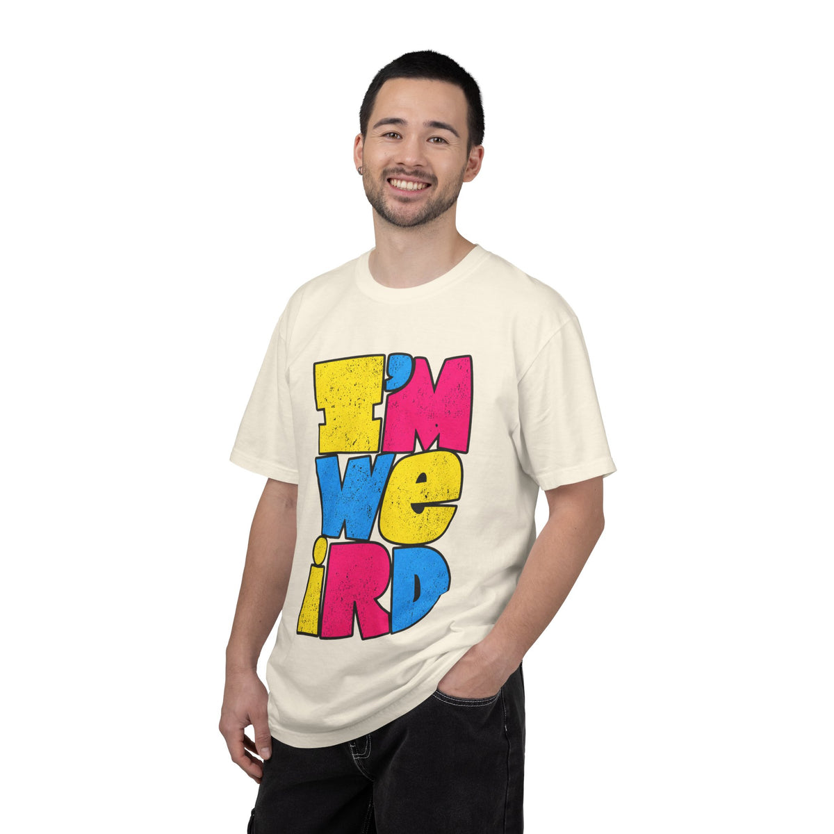 "I'M WEIRD" Colorblock Graphic T-Shirt — Retro Pop Statement Tee