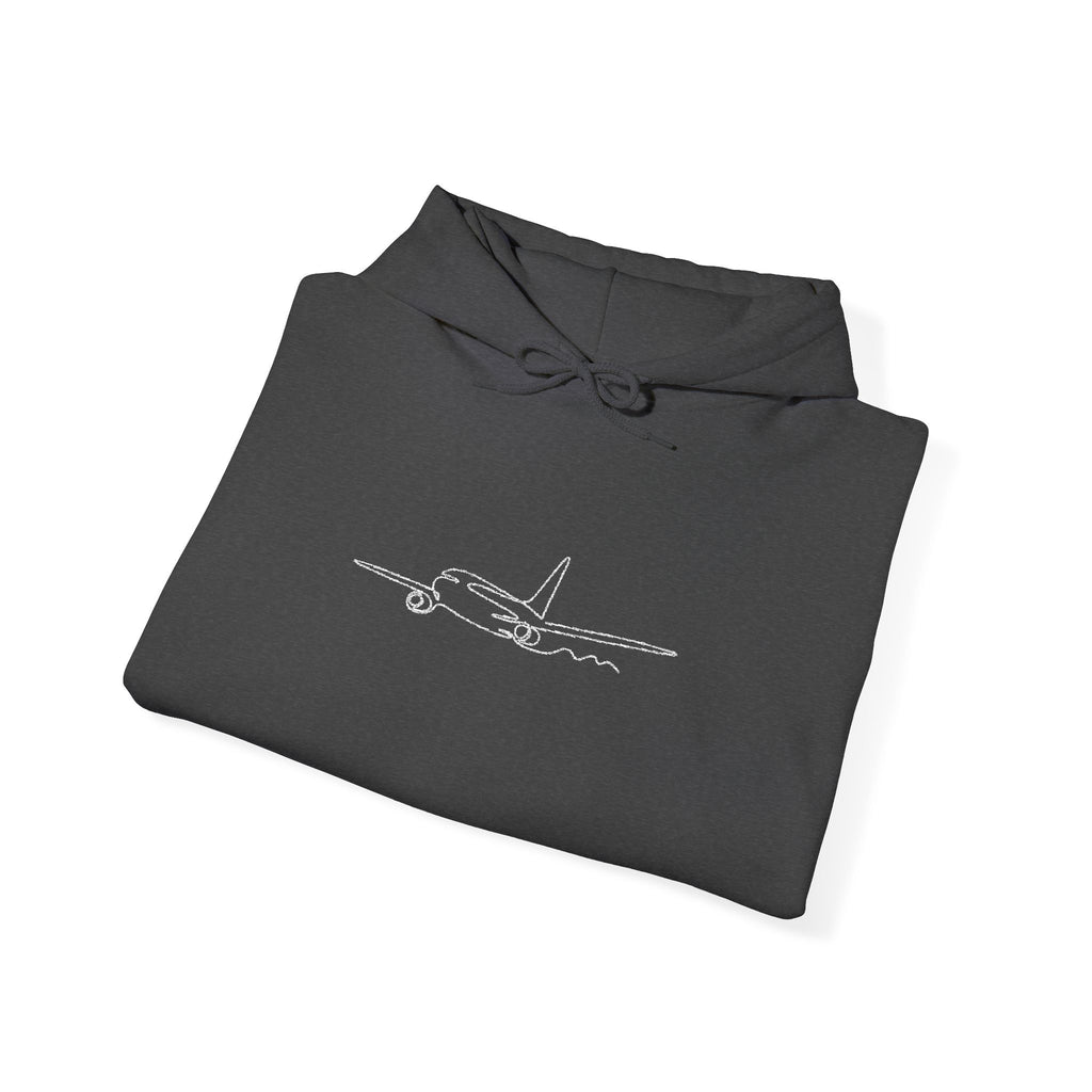 Airplane Silhouette Embroidered Hoodie — Minimal Flight Crew & Aviation Gift