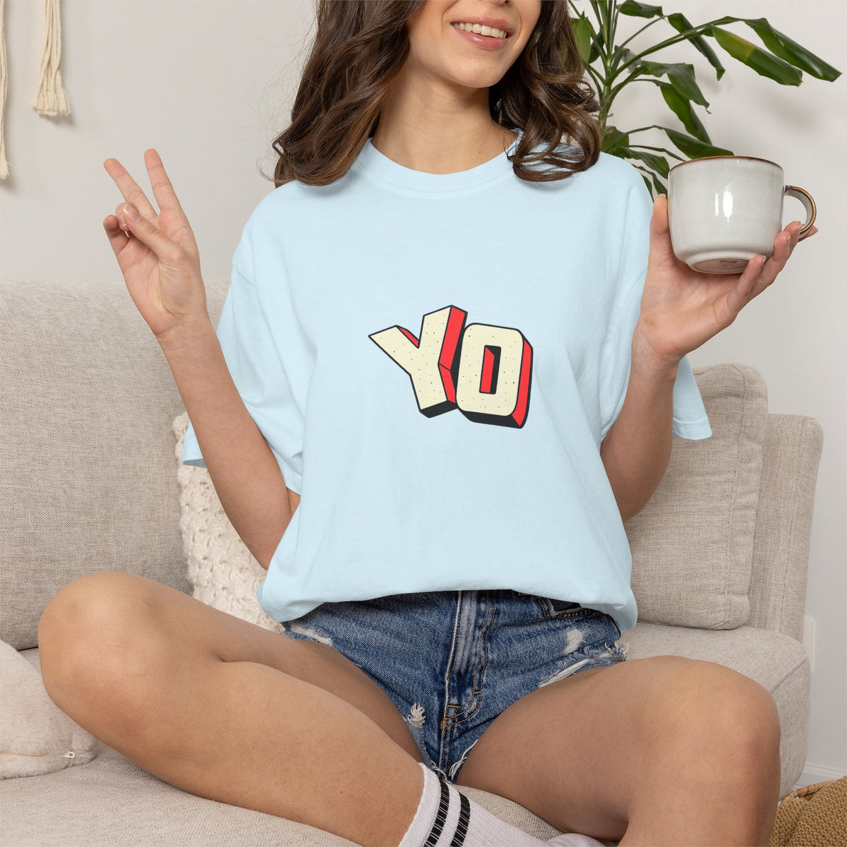 Yo Graphic T-Shirt — Retro 3D Lettering Tee