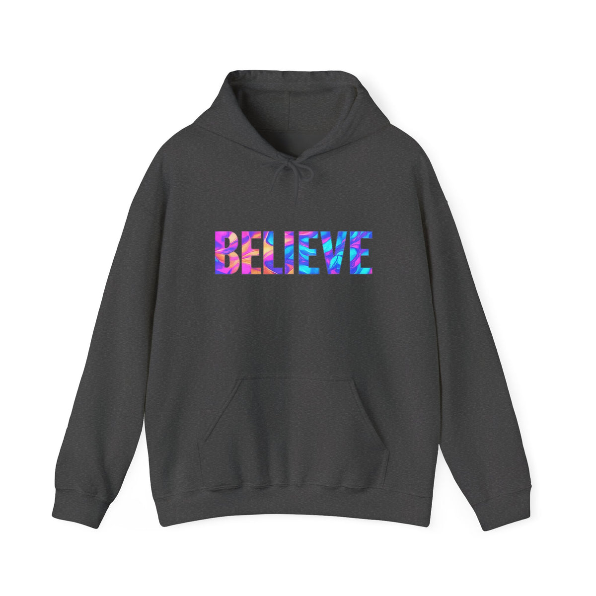 Believe in Yourself Hoodie — Colorful Watercolor Text Inspirational Sweatshirt