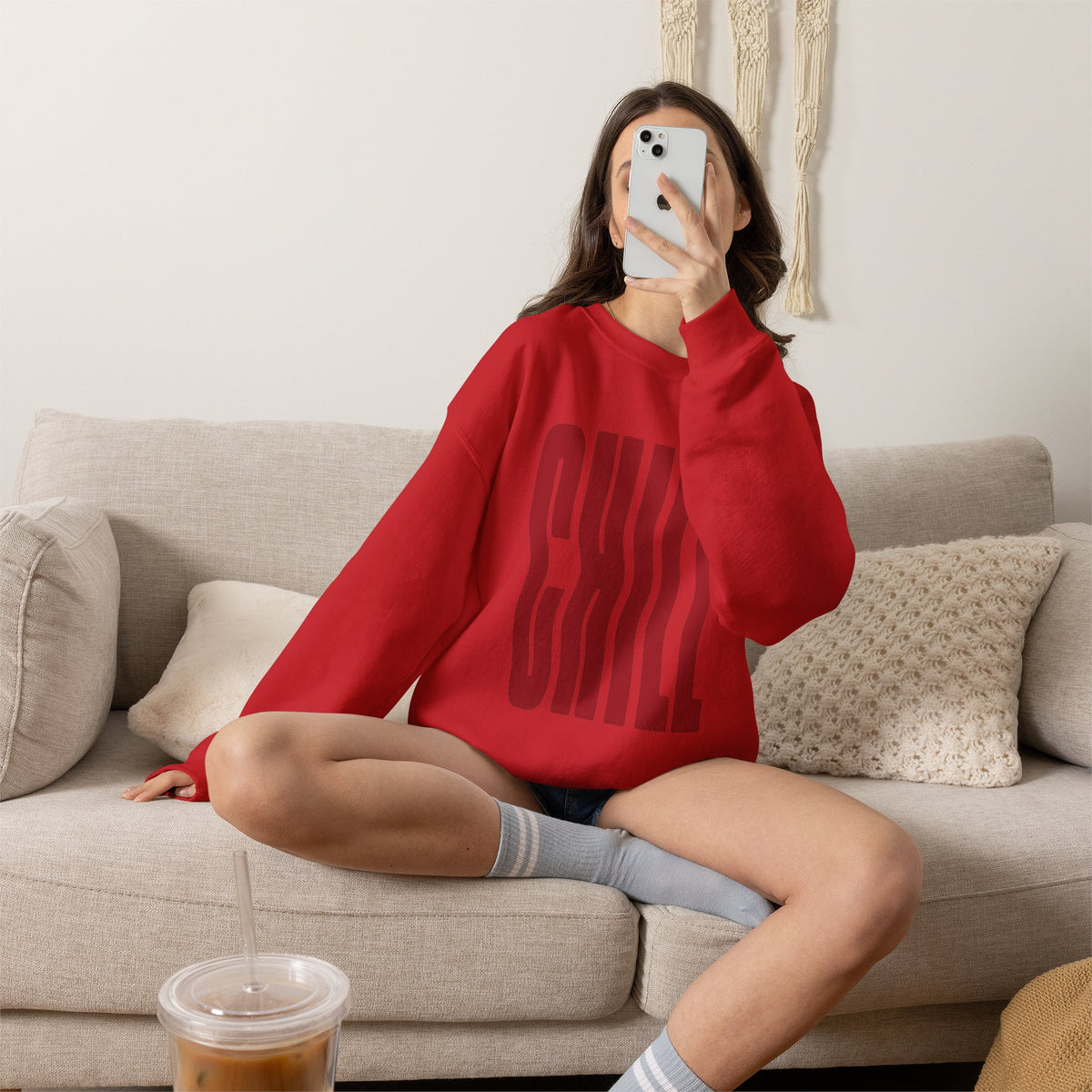 Chill Distorted Text Crewneck Sweatshirt