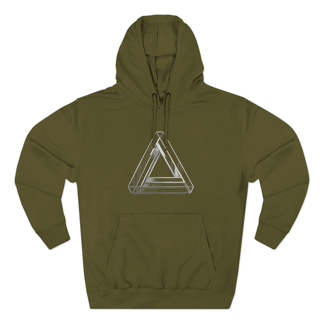 Minimal Geometric Triangle Hoodie — Three-Panel Illusion Design