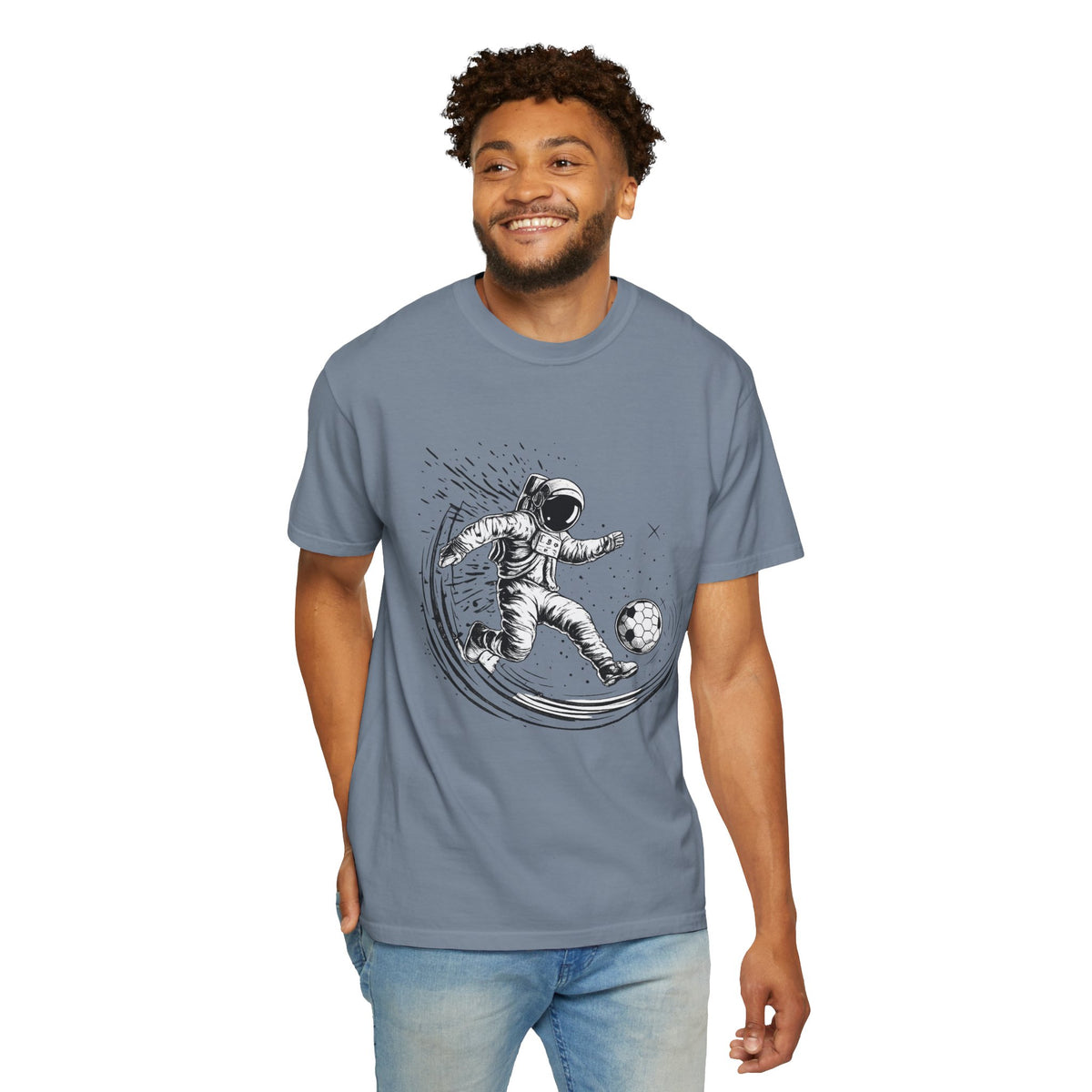 Astronaut Soccer T-Shirt — Space Football Graphic Tee