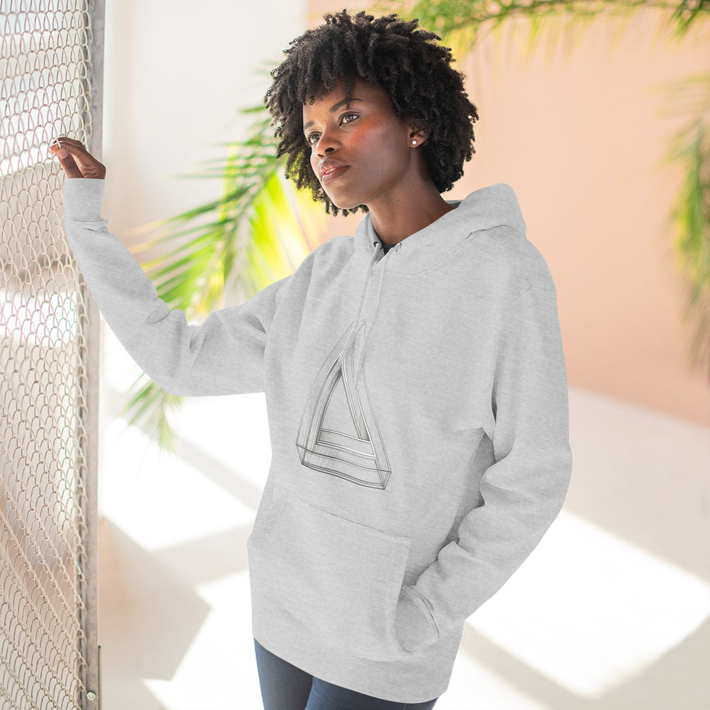 Minimal Geometric Triangle Hoodie — Three-Panel Illusion Design