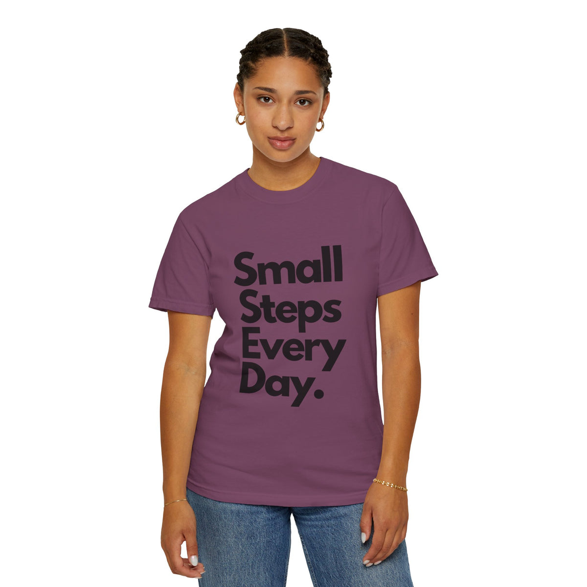 Motivational Tee — “Small Steps Every Day.” Inspirational Casual T-Shirt