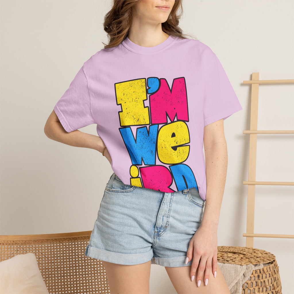"I'M WEIRD" Colorblock Graphic T-Shirt — Retro Pop Statement Tee