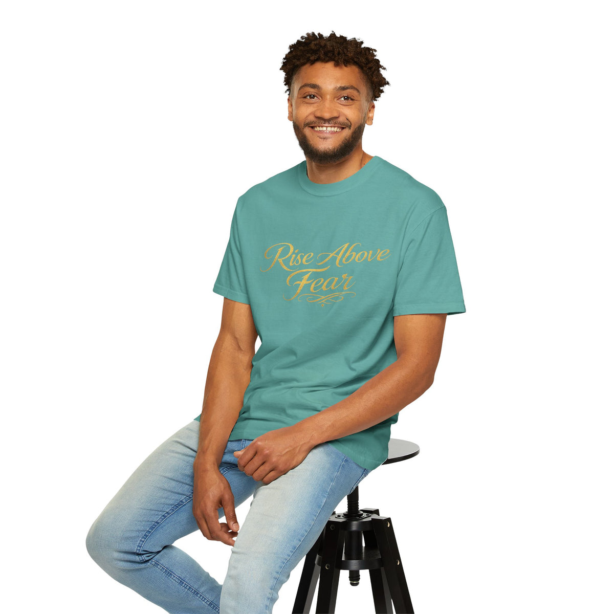 Rise Above Fear T-Shirt — Inspirational Script Graphic Tee