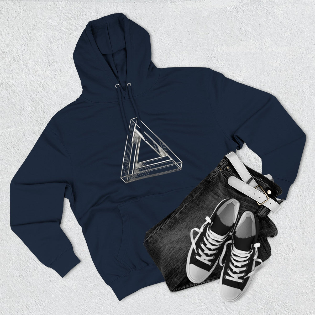 Minimal Geometric Triangle Hoodie — Three-Panel Illusion Design