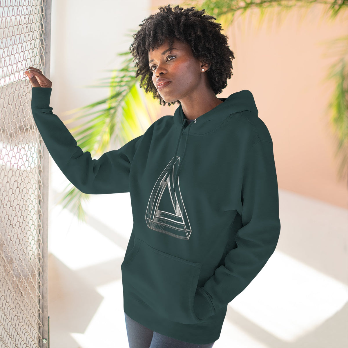 Minimal Geometric Triangle Hoodie — Three-Panel Illusion Design