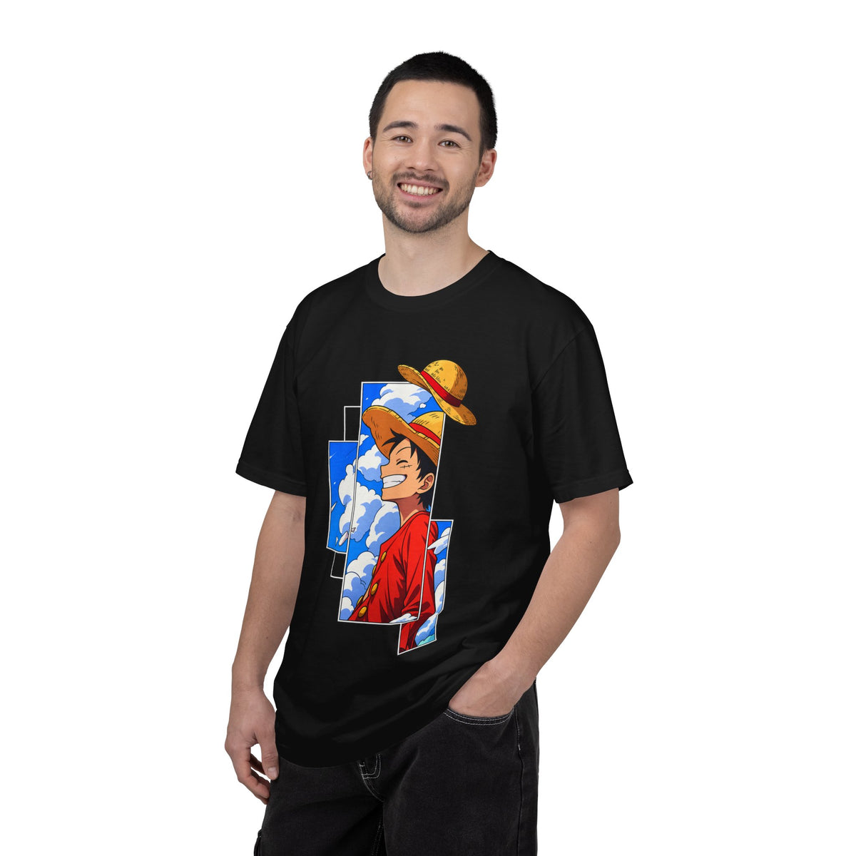 Anime Straw Hat Crew T-Shirt — Luffy Smiling Sky Graphic Tee