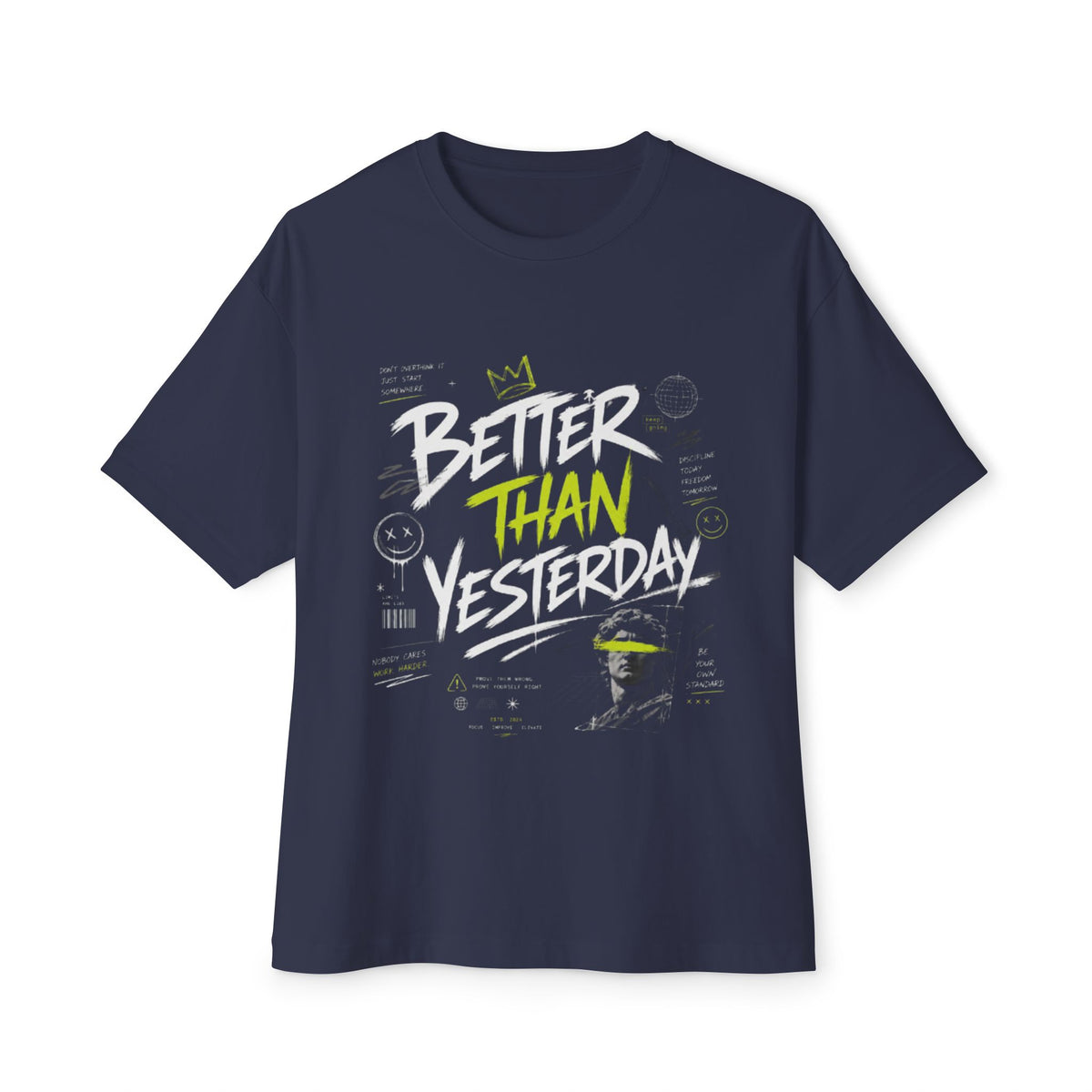 Better Than Yesterday Graphic Tee — Motivational Oversized Boxy T‑Shirt
