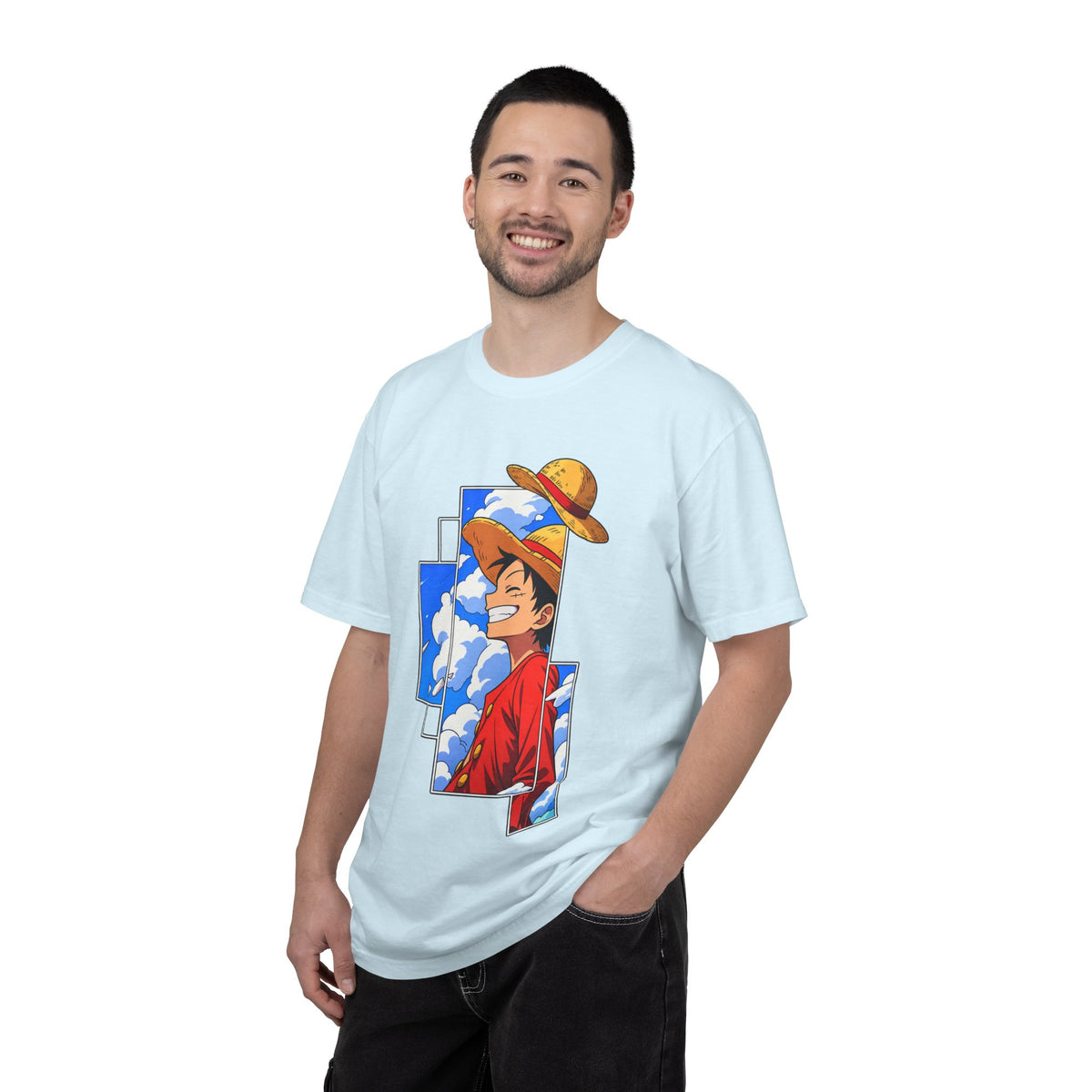 Anime Straw Hat Crew T-Shirt — Luffy Smiling Sky Graphic Tee