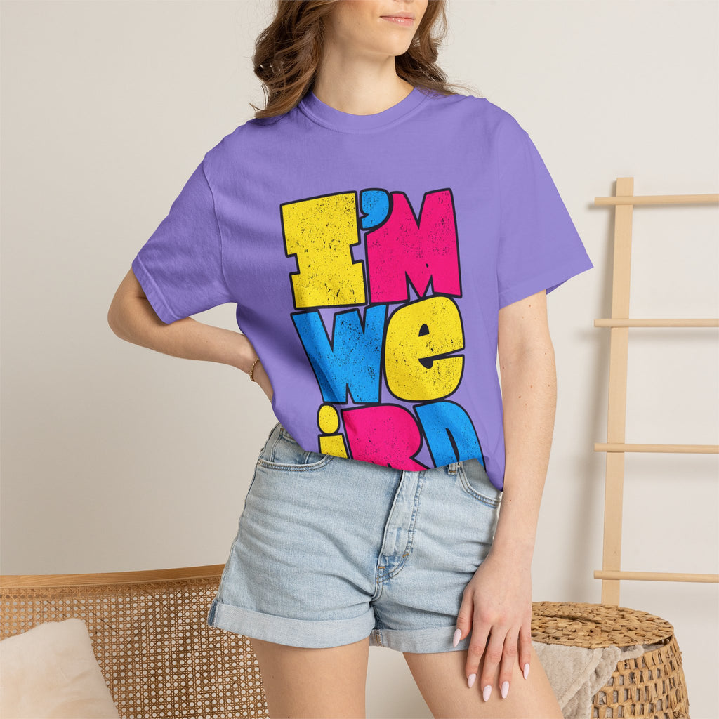 "I'M WEIRD" Colorblock Graphic T-Shirt — Retro Pop Statement Tee