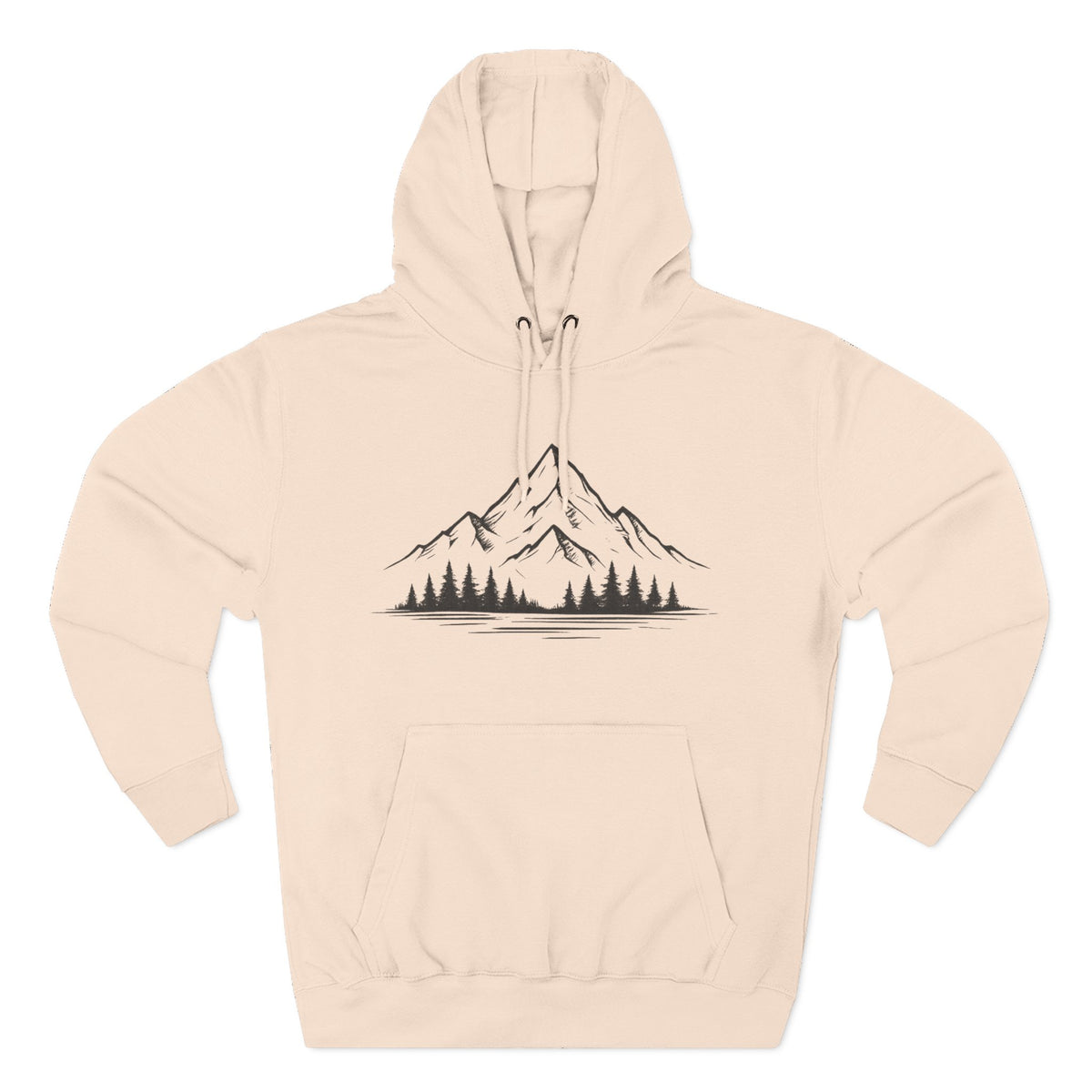 Mountain Pines Hoodie — Minimal Mountain & Forest Graphic Pullover