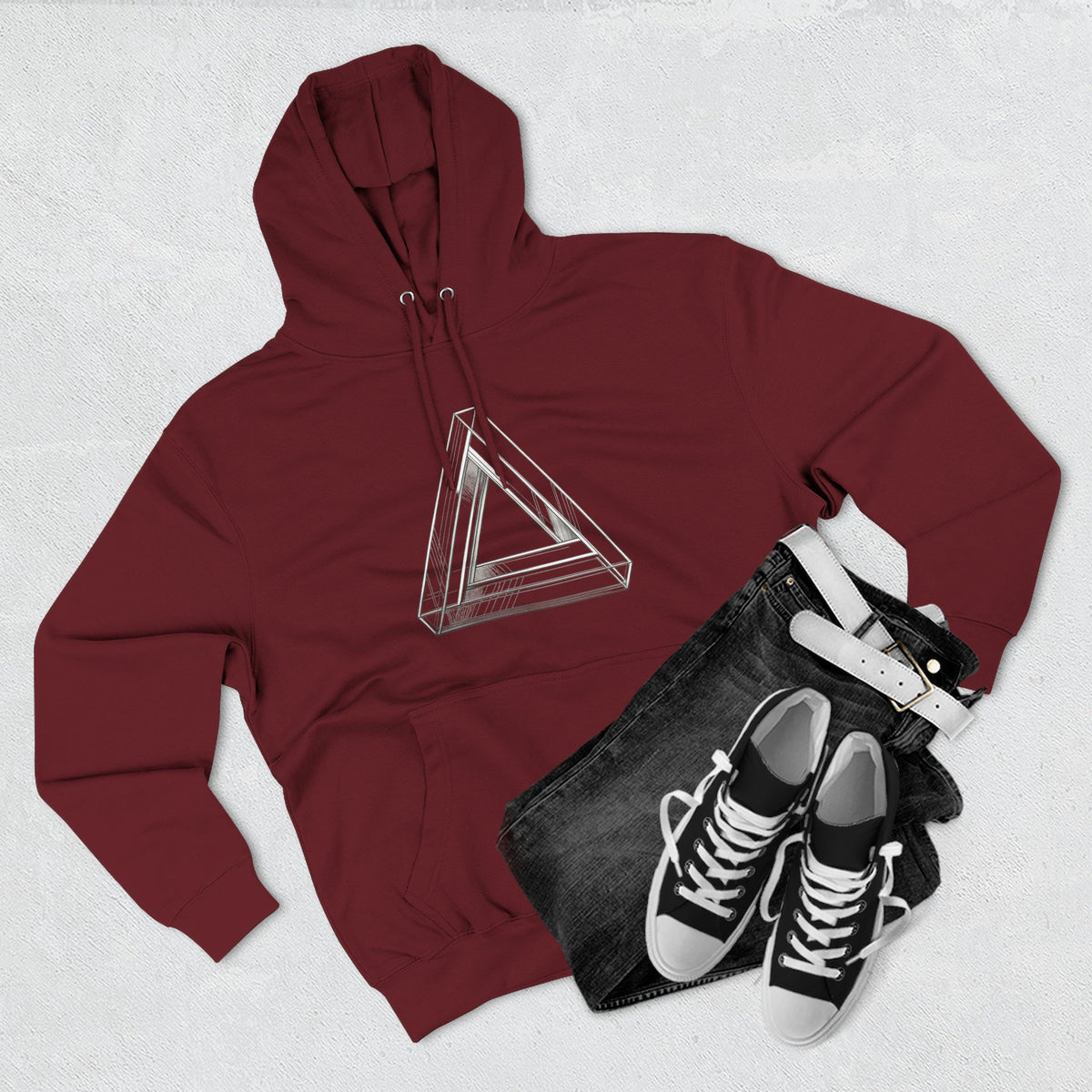 Minimal Geometric Triangle Hoodie — Three-Panel Illusion Design