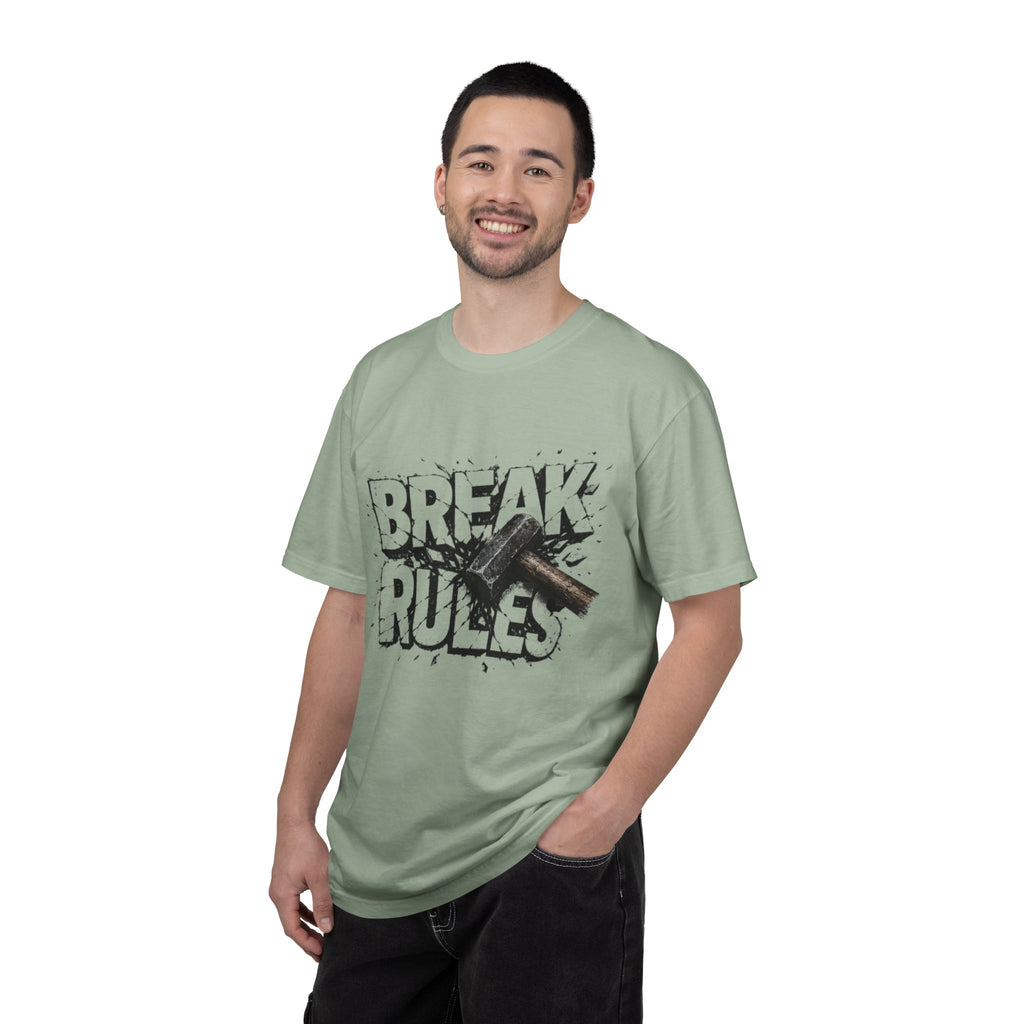 Break Rules T-Shirt — Graphic 'Break Rules' Design with Hammer