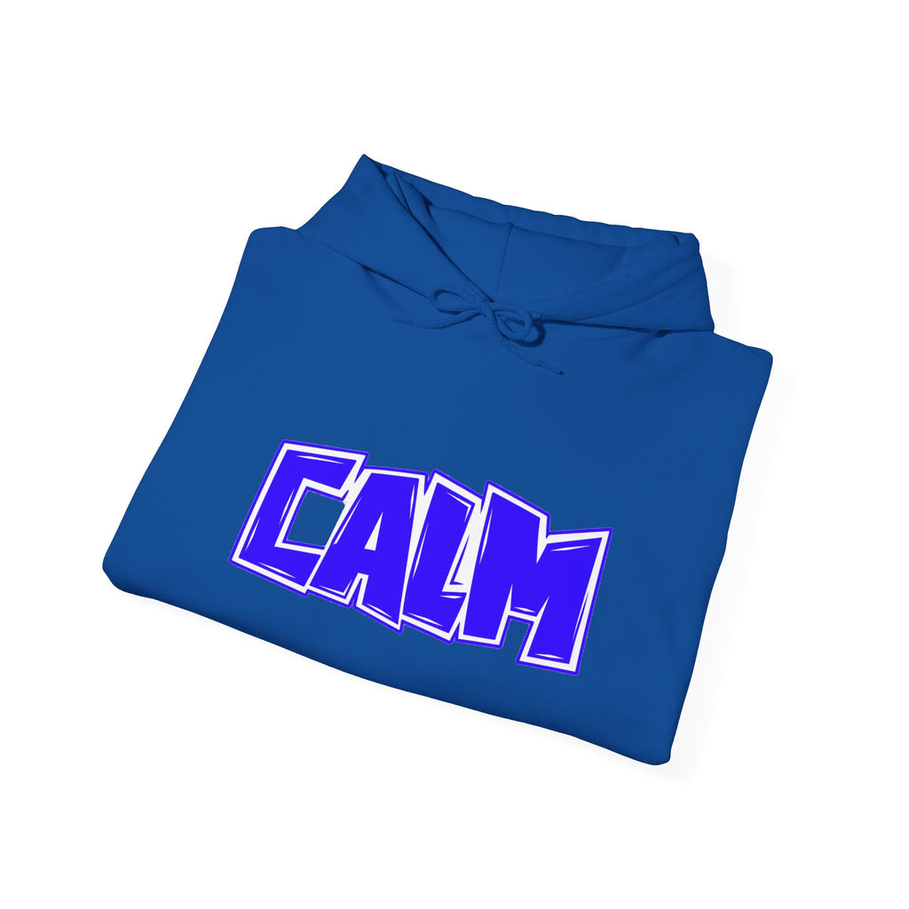 Calm Graphic Hoodie — Bold Blue Streetwear Pullover