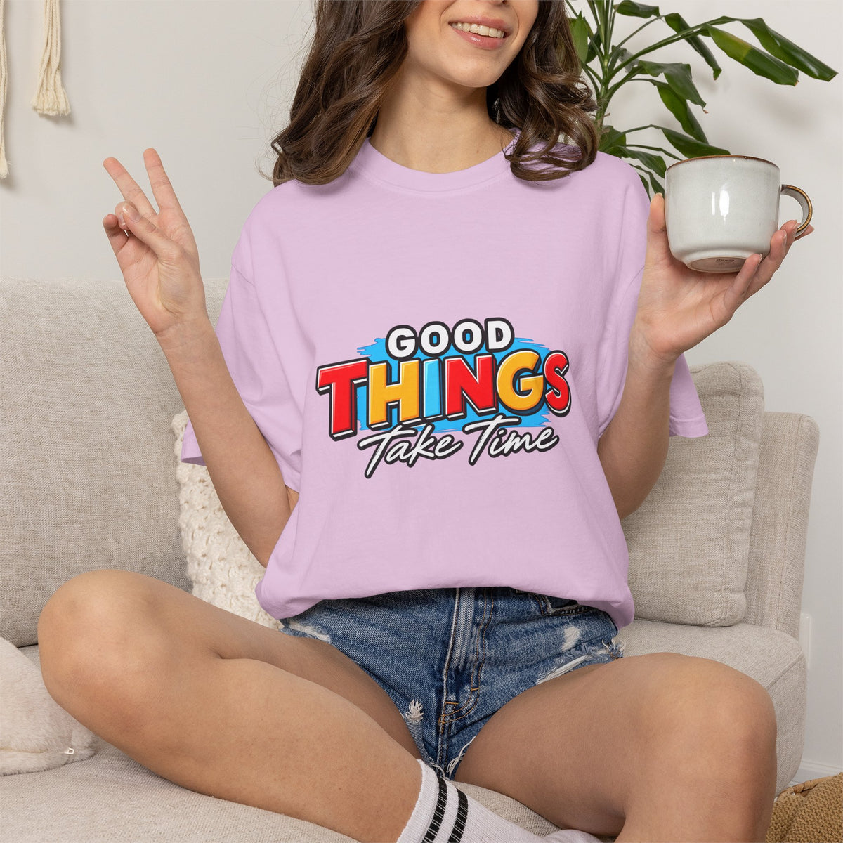 T-Shirt — "Good Things Take Time" Retro Graphic Tee
