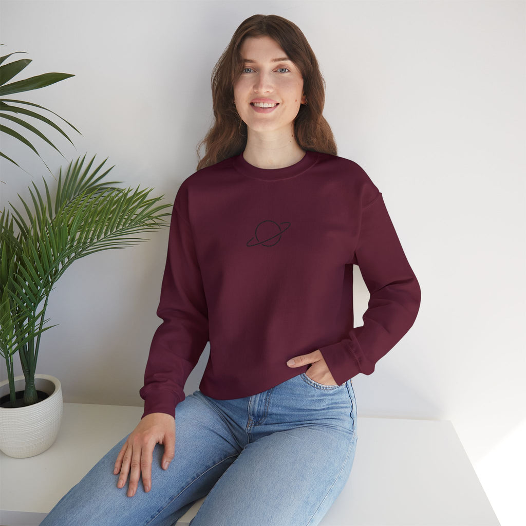 Minimal Planet Crewneck Sweatshirt Embroidered