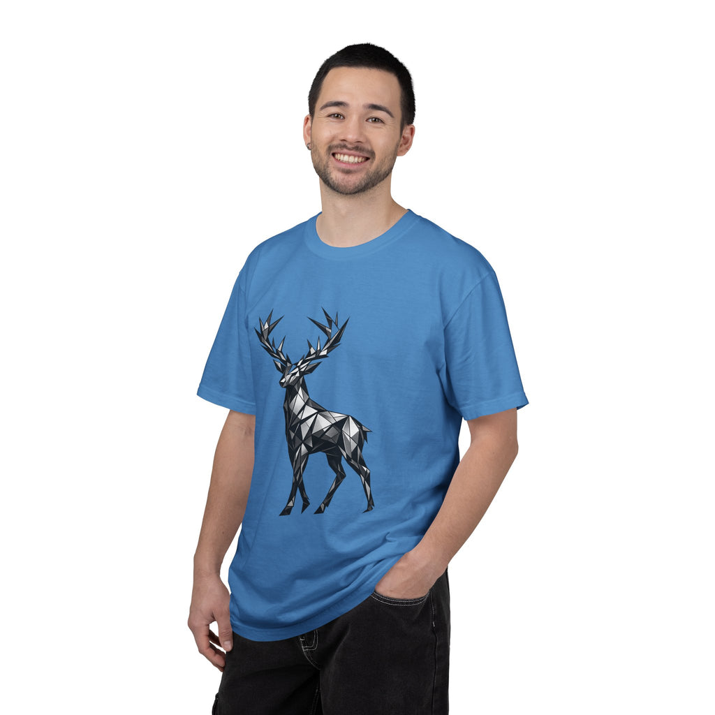 Geometric Stag T-Shirt — Black Polygon Deer Graphic Tee