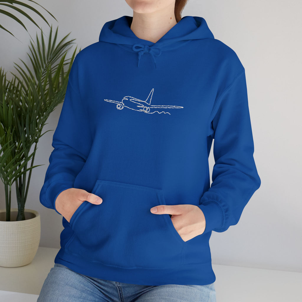 Airplane Silhouette Embroidered Hoodie — Minimal Flight Crew & Aviation Gift