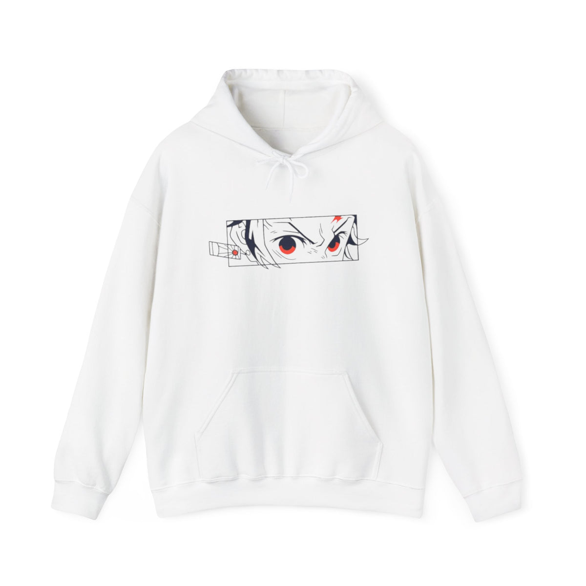 Anime Eyes Hoodie — Minimal Red & Black Manga Gaze Sweatshirt