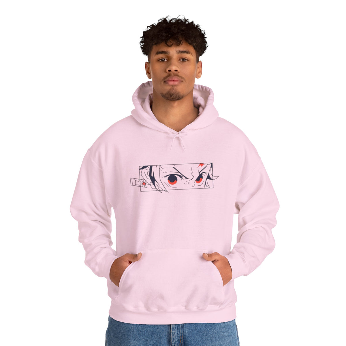 Anime Eyes Hoodie — Minimal Red & Black Manga Gaze Sweatshirt