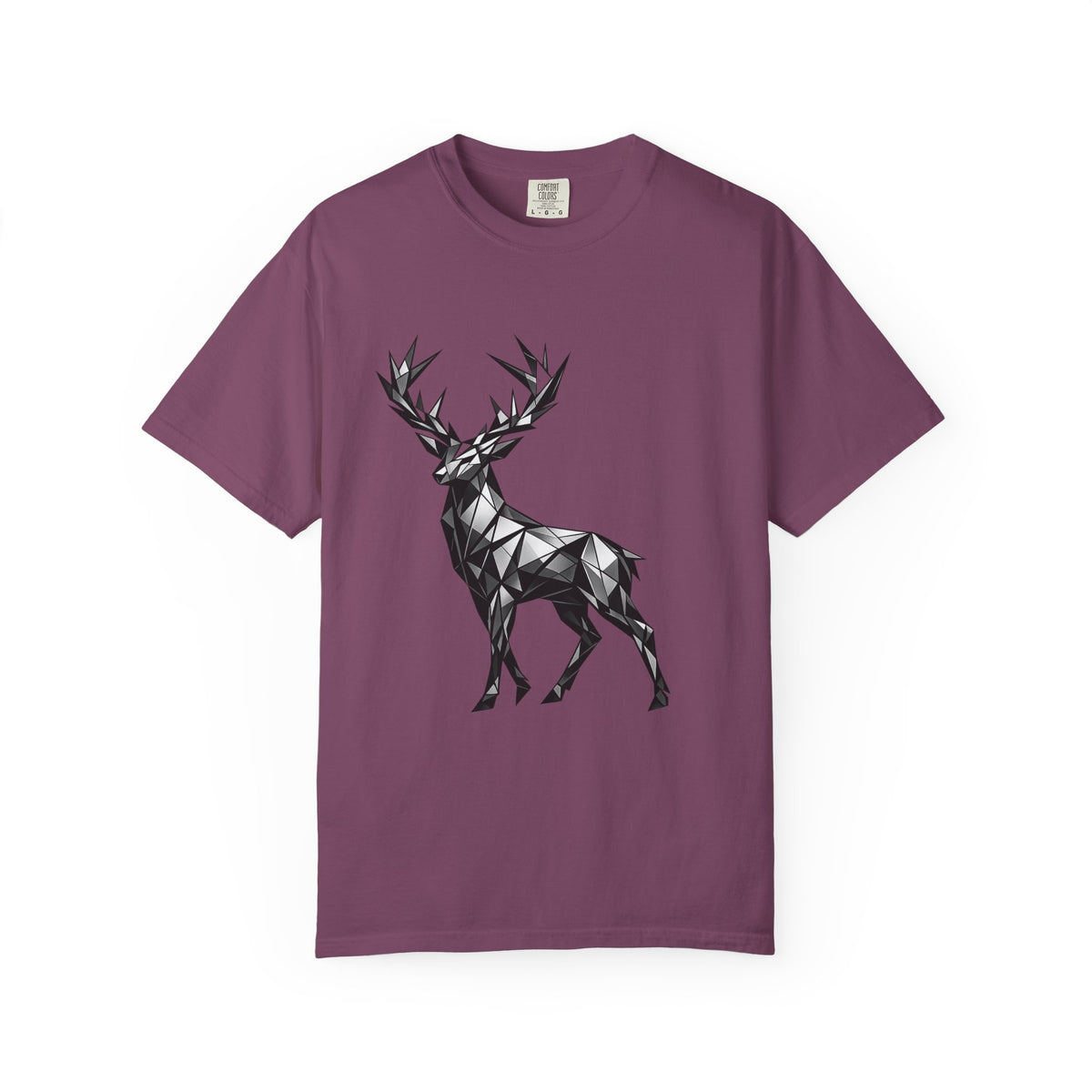 Geometric Stag T-Shirt — Black Polygon Deer Graphic Tee