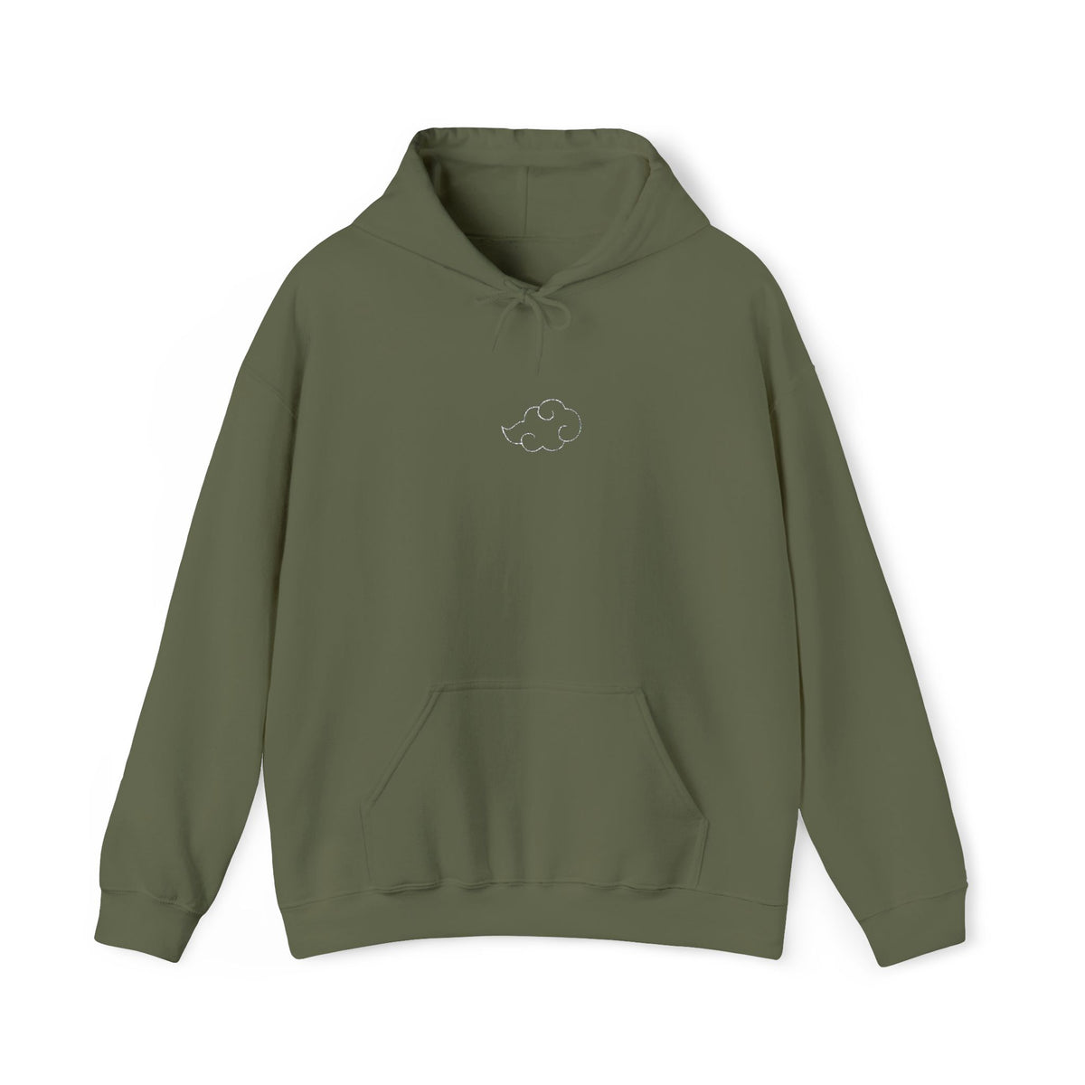 Minimal Cloud Outline Hoodie — Small White Cloud Graphic Embroidered