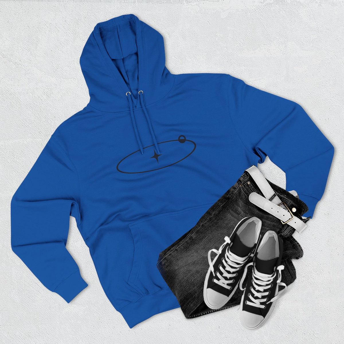 Minimal Orbit Hoodie — Simple Space Graphic Pullover