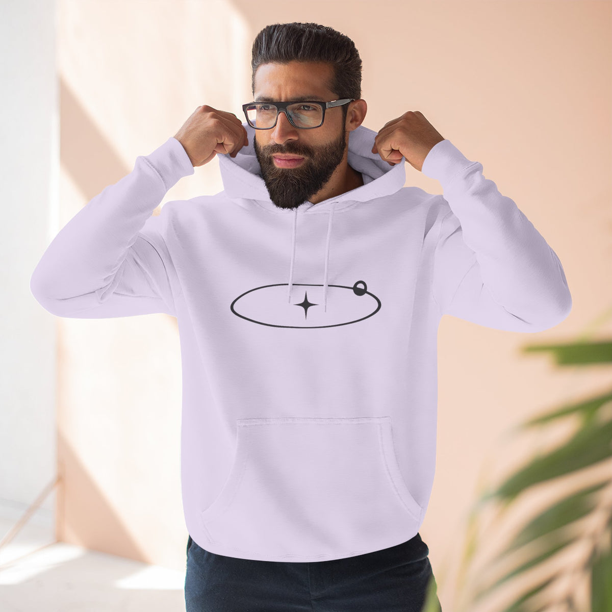 Minimal Orbit Hoodie — Simple Space Graphic Pullover