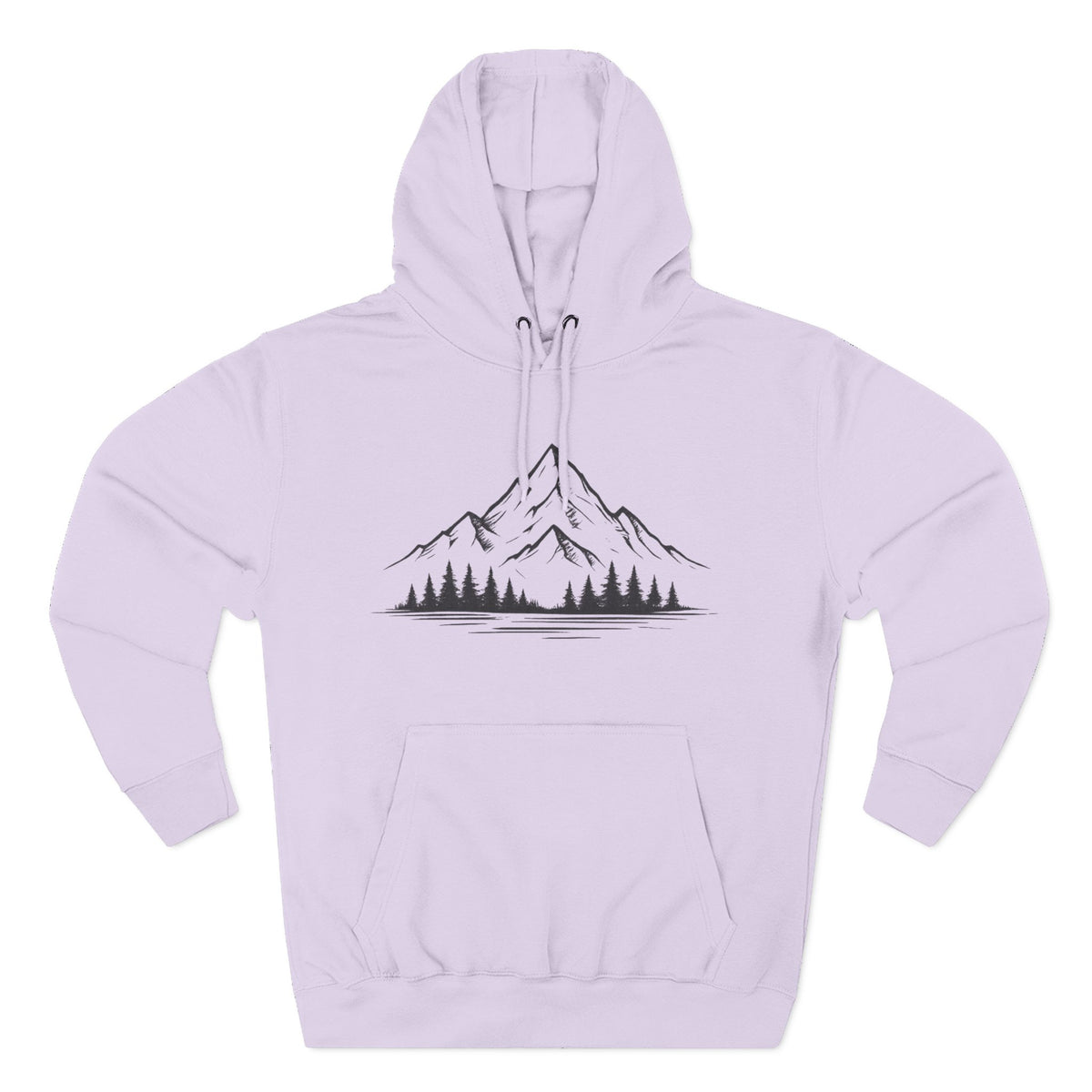 Mountain Pines Hoodie — Minimal Mountain & Forest Graphic Pullover