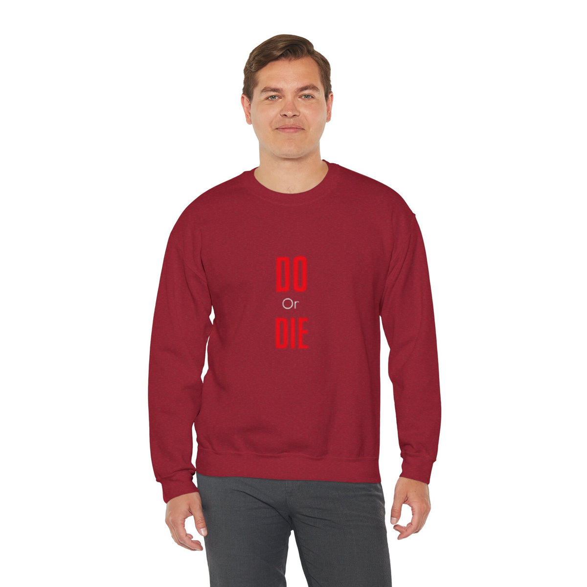 Crewneck Sweatshirt – Minimal 'DO / DIE' Red Vertical Typography