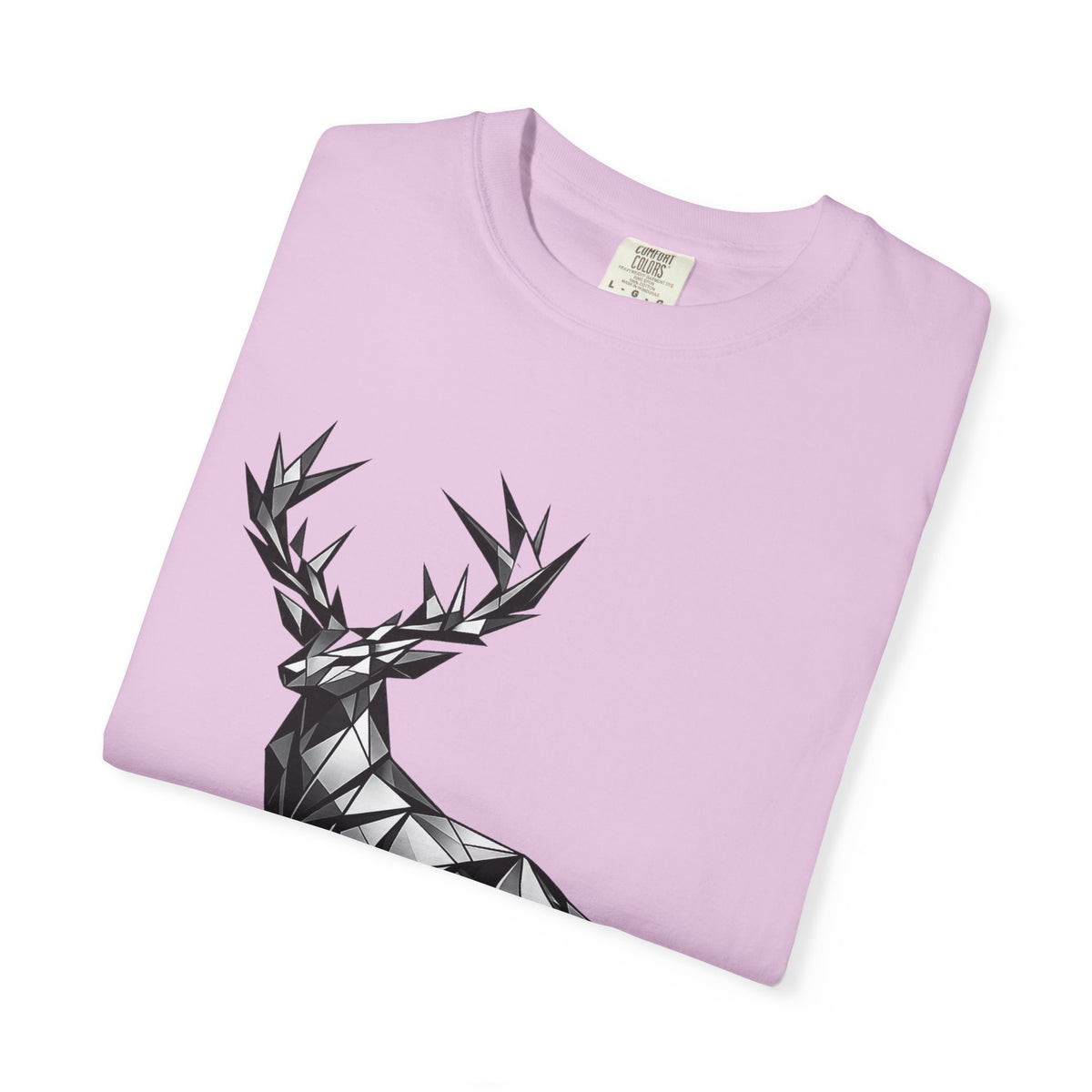 Geometric Stag T-Shirt — Black Polygon Deer Graphic Tee