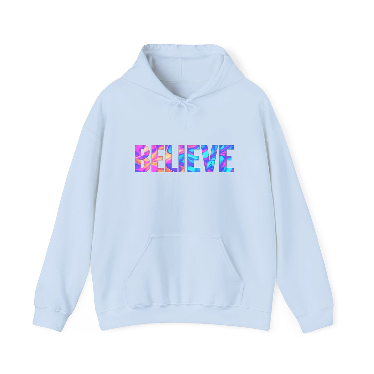 Believe in Yourself Hoodie — Colorful Watercolor Text Inspirational Sweatshirt