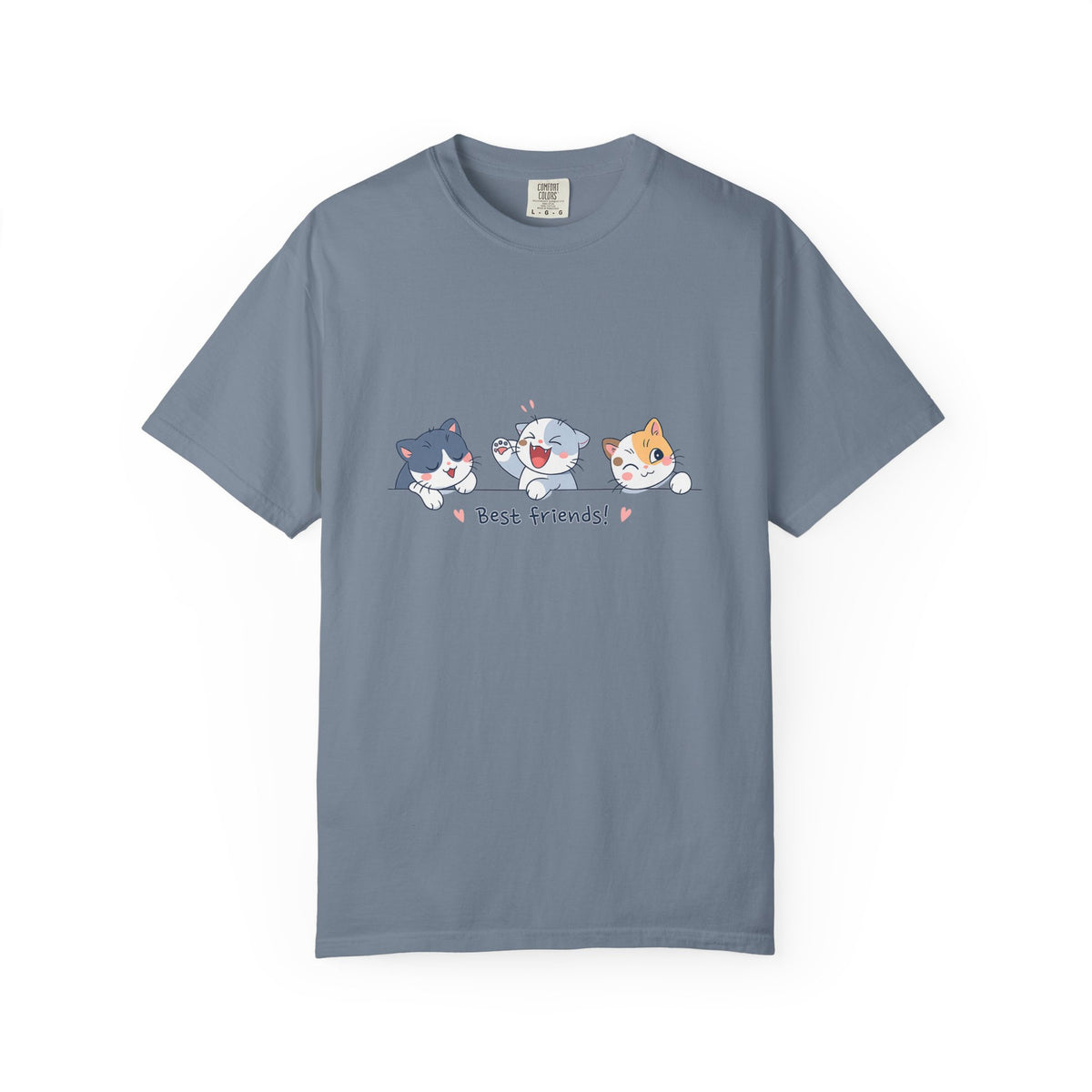 Cute ‘Best Friends!’ Cat T-Shirt — Cartoon Kitten Trio Graphic Tee