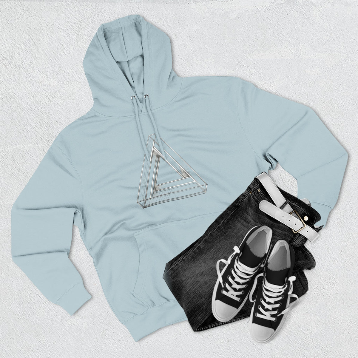 Minimal Geometric Triangle Hoodie — Three-Panel Illusion Design